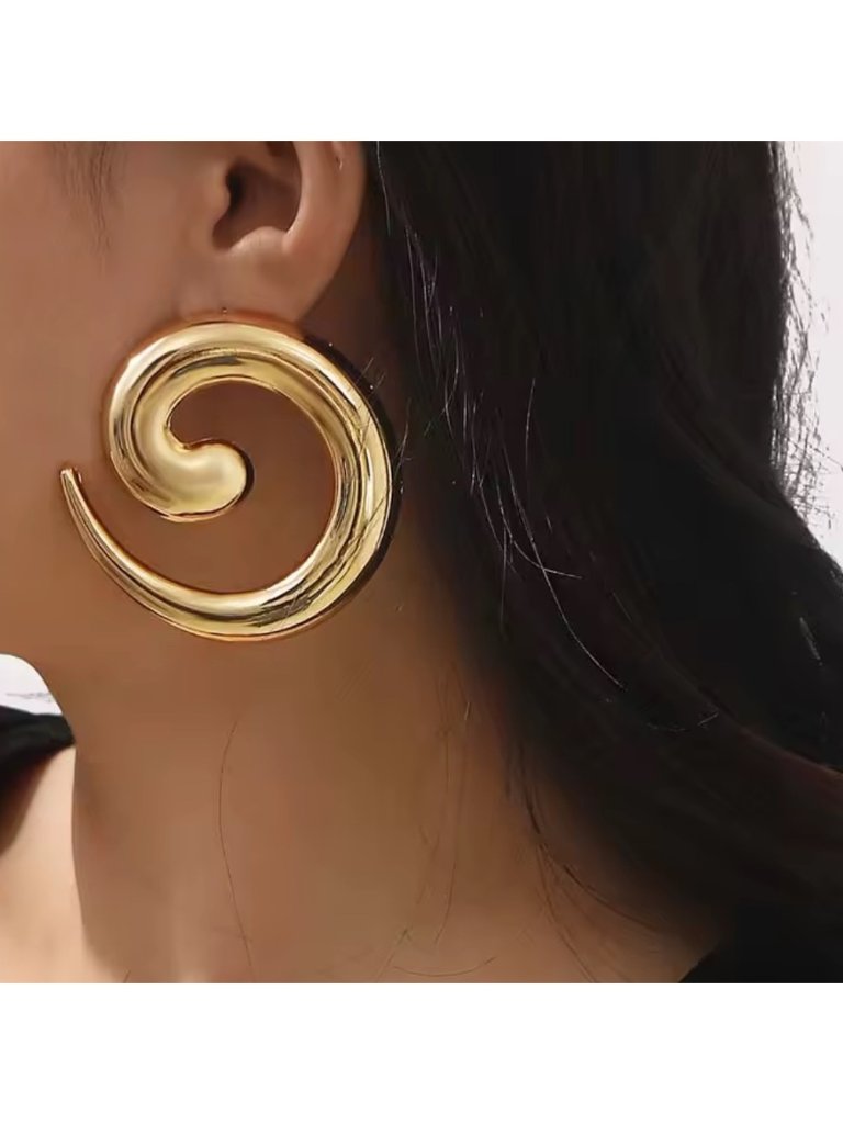 Zara Unique Gold Swirl Statement Earrings